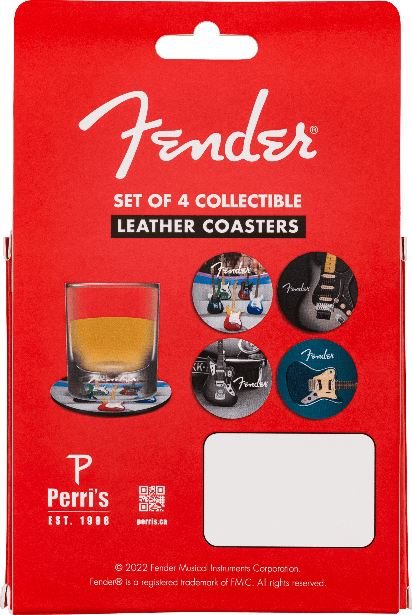 Fender™Guitar Coaster Set, 4-Pack, Multi-Color Leather